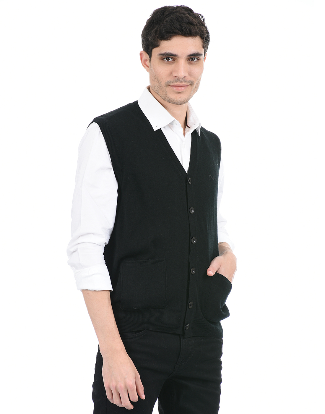 Cloak & Decker by Monte Carlo Men Black Cardigan